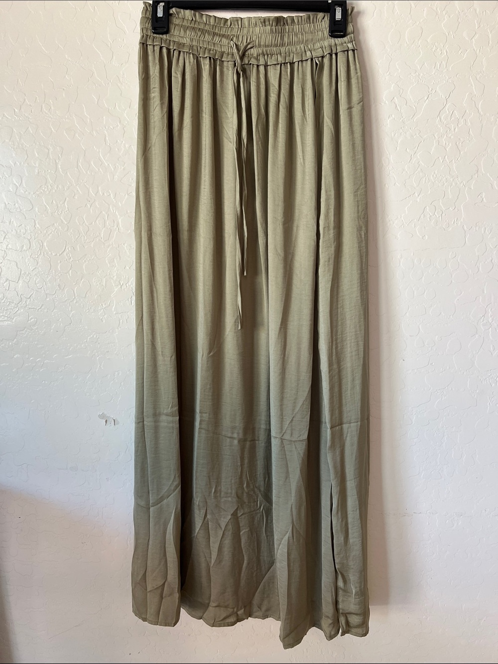 Women’s Olive Green Drawstring Maxi Skirt
